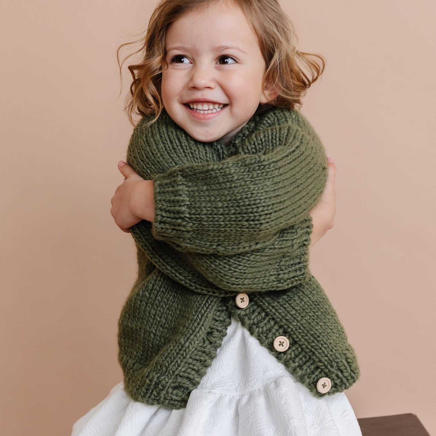 Kids Knit Cardigan - Olive