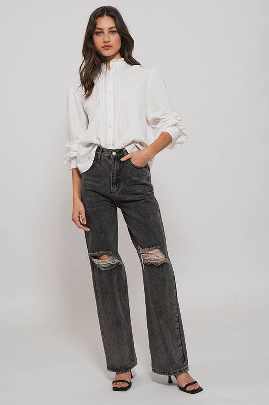 White Ruffle Blouse