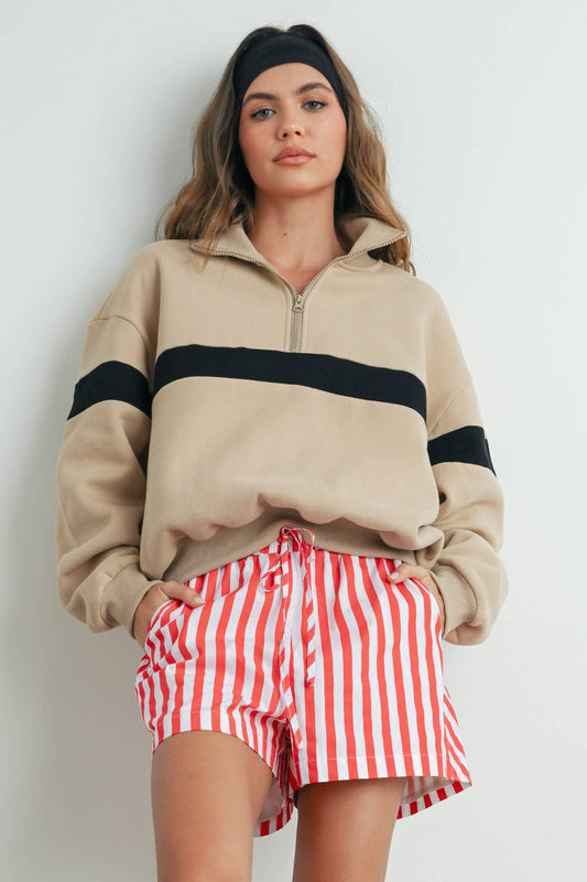 Two-Toned Half Zip Pullover