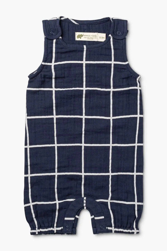 Gauze Bubble Romper - Navy
