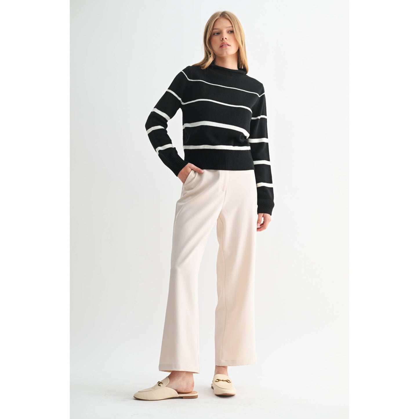 Black & Ivory Striped Sweater
