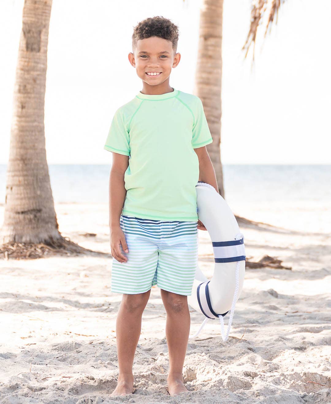 Kids Coastal Stripe Swim Trunks