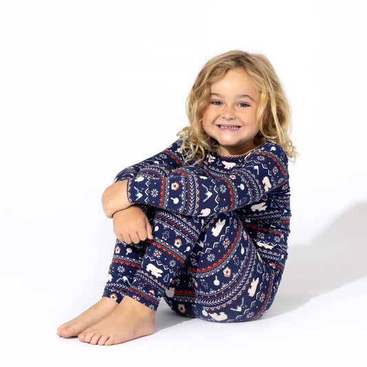 Kids Blue Polar Bear Pajamas