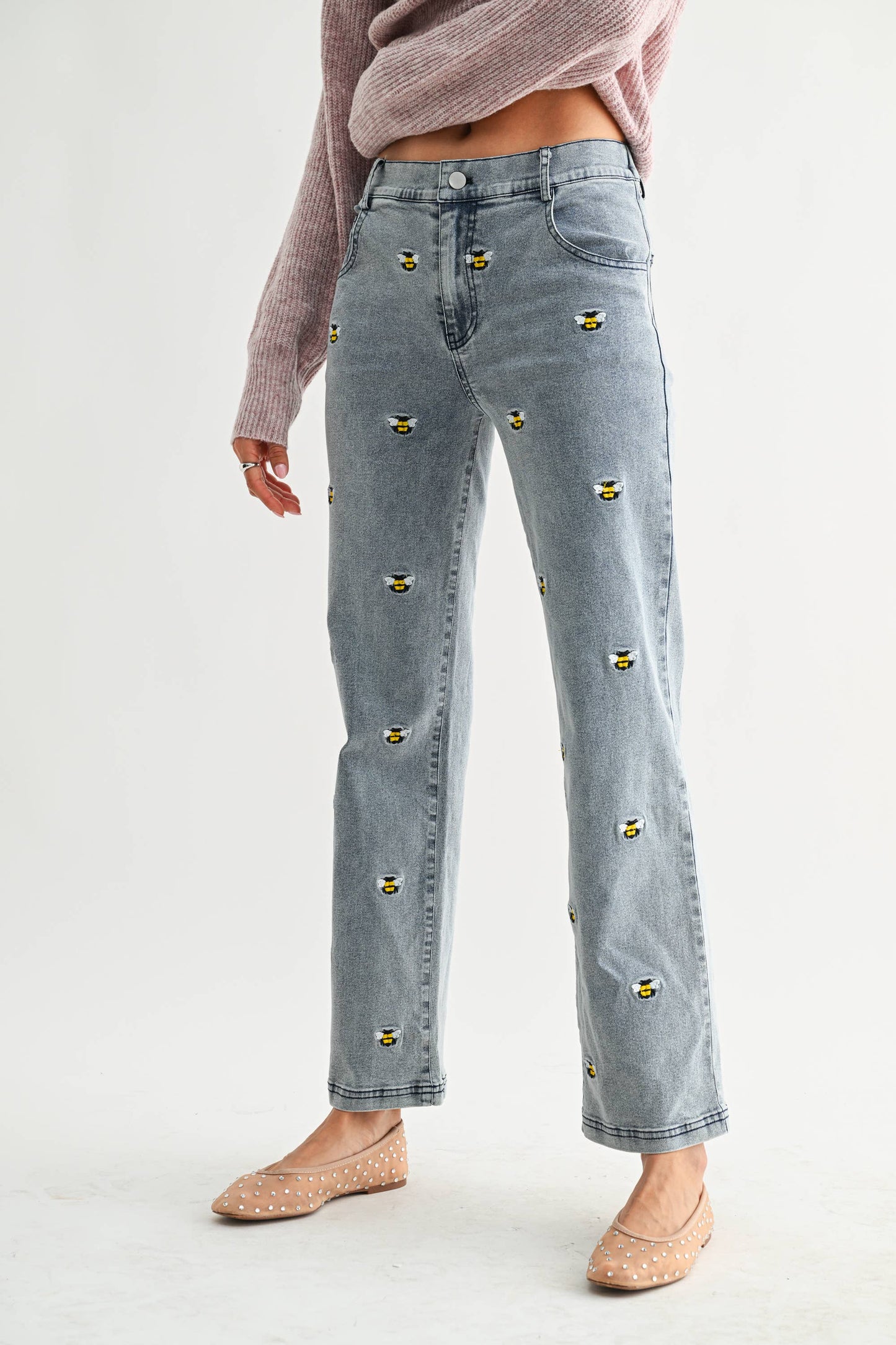 Bee Embroidered Jeans