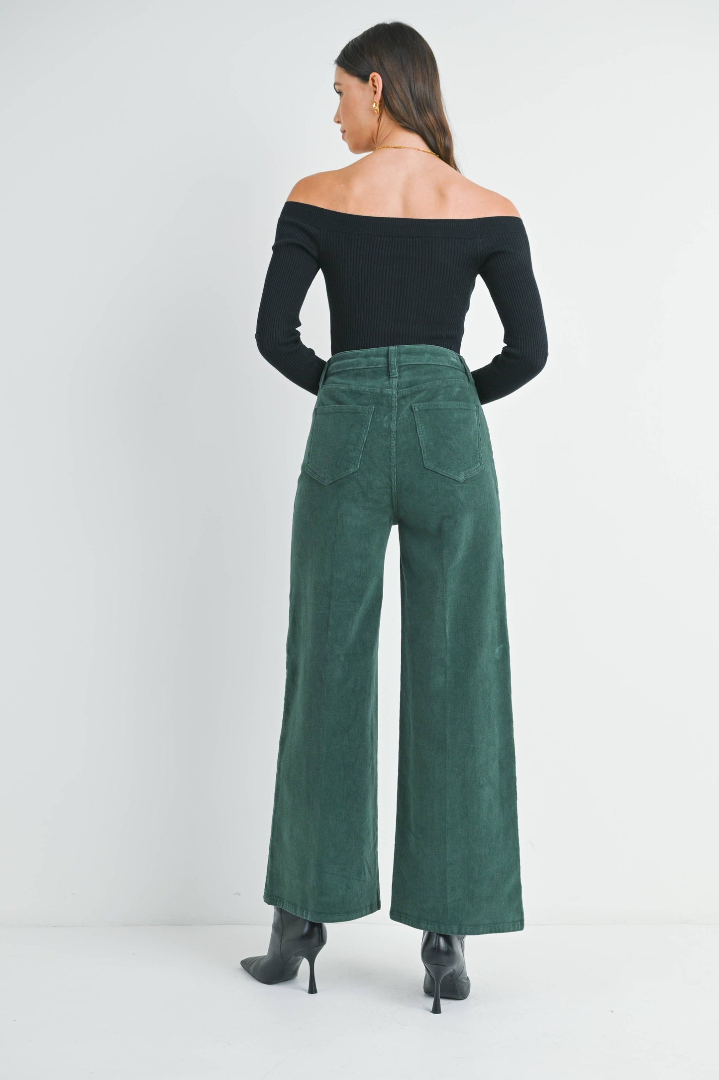 Green Wide Leg Corduroy