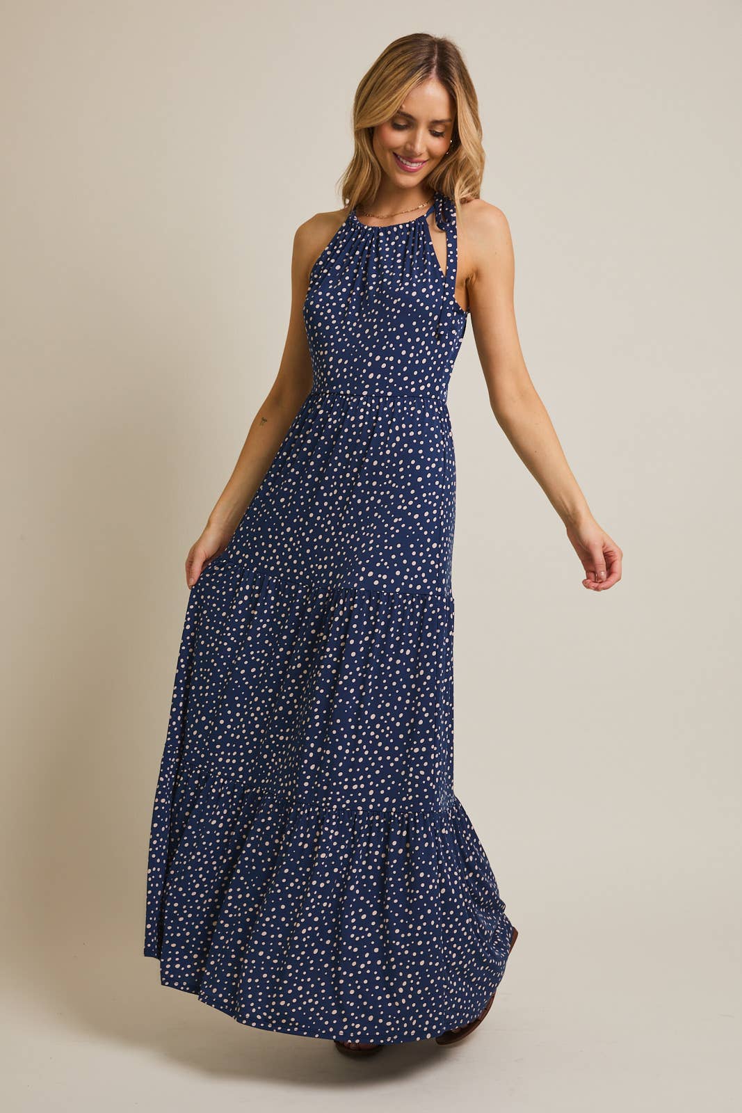 Navy Dot Maxi Dress