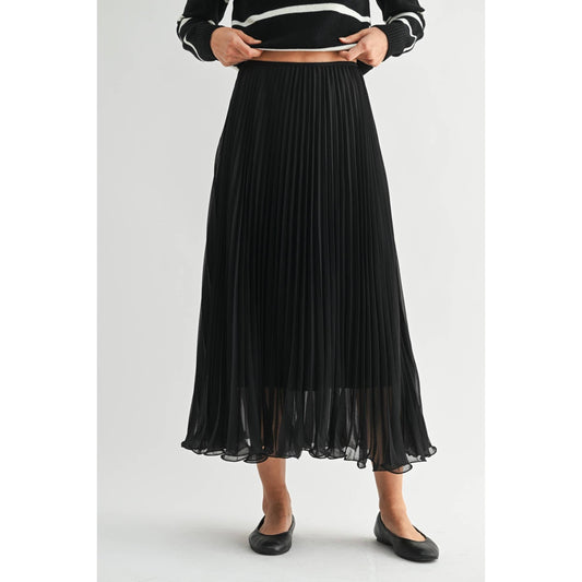 Black Pleated Maxi Skirt