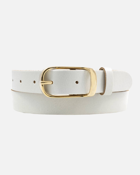 Lasse White Leather Belt