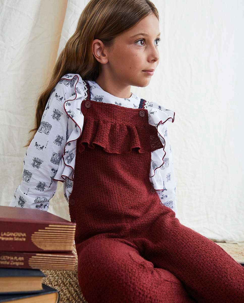 Kids Garnet Red Overalls