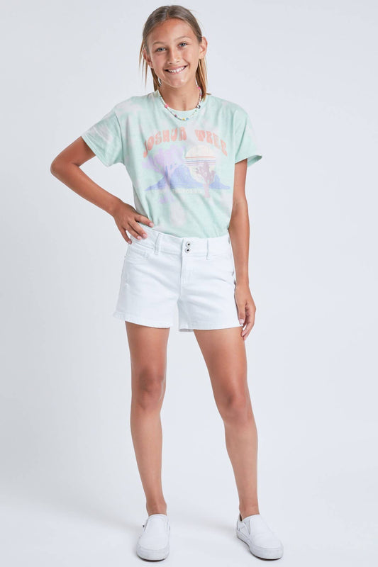 Kids White Denim Shorts